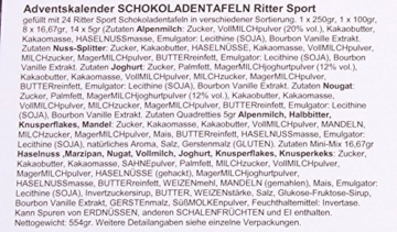 Ritter Sport Schokoladen-Adventskalender Mix, 1er Pack (1 x 553 g) - 